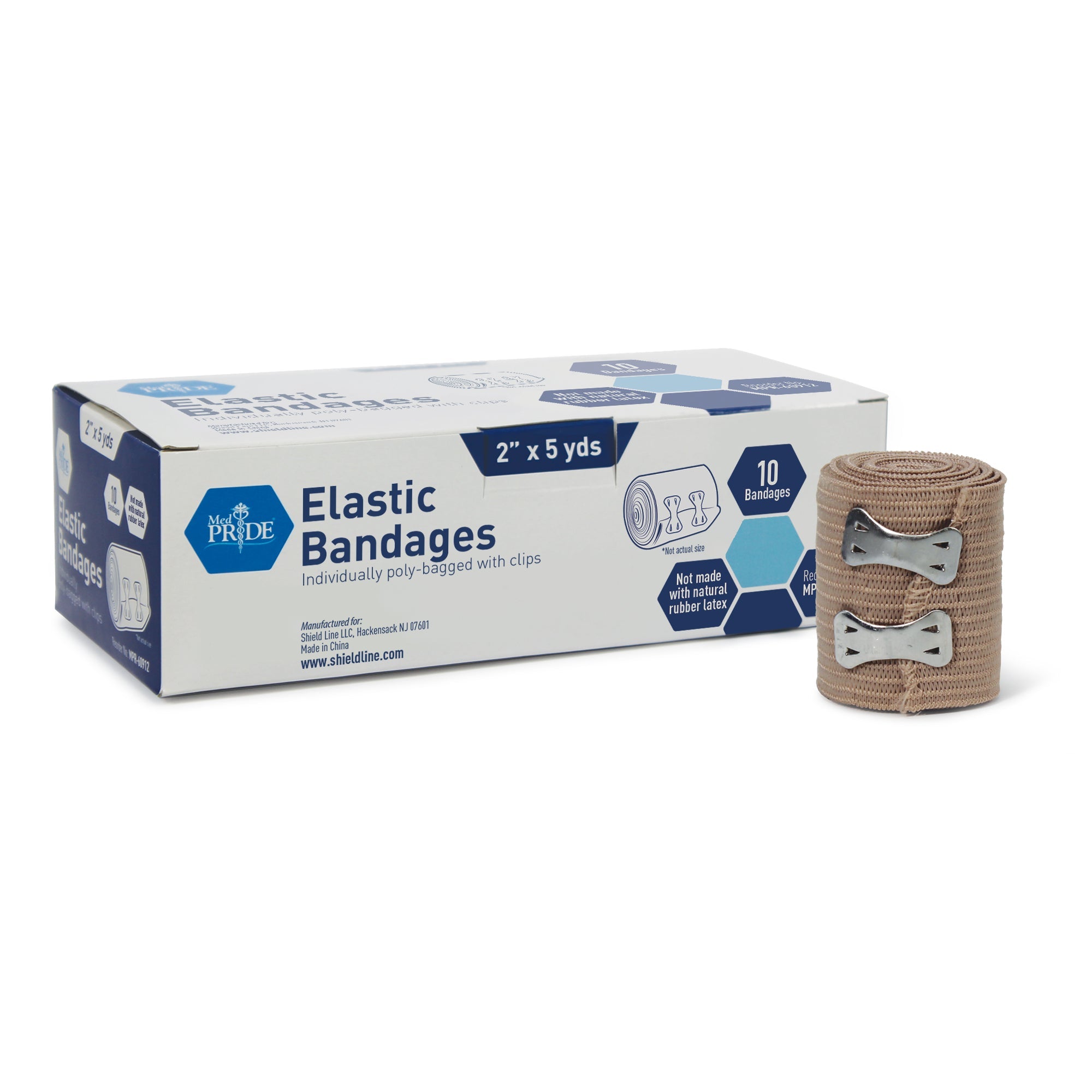 MedPride Non-Sterile Elastic Bandage with Clips - 2" - 10/Box, Case 5 (50 Count) MedPride Non-Sterile Elastic Bandage with Clips - 2" - 10/Box, Case 5 (50 Count)
