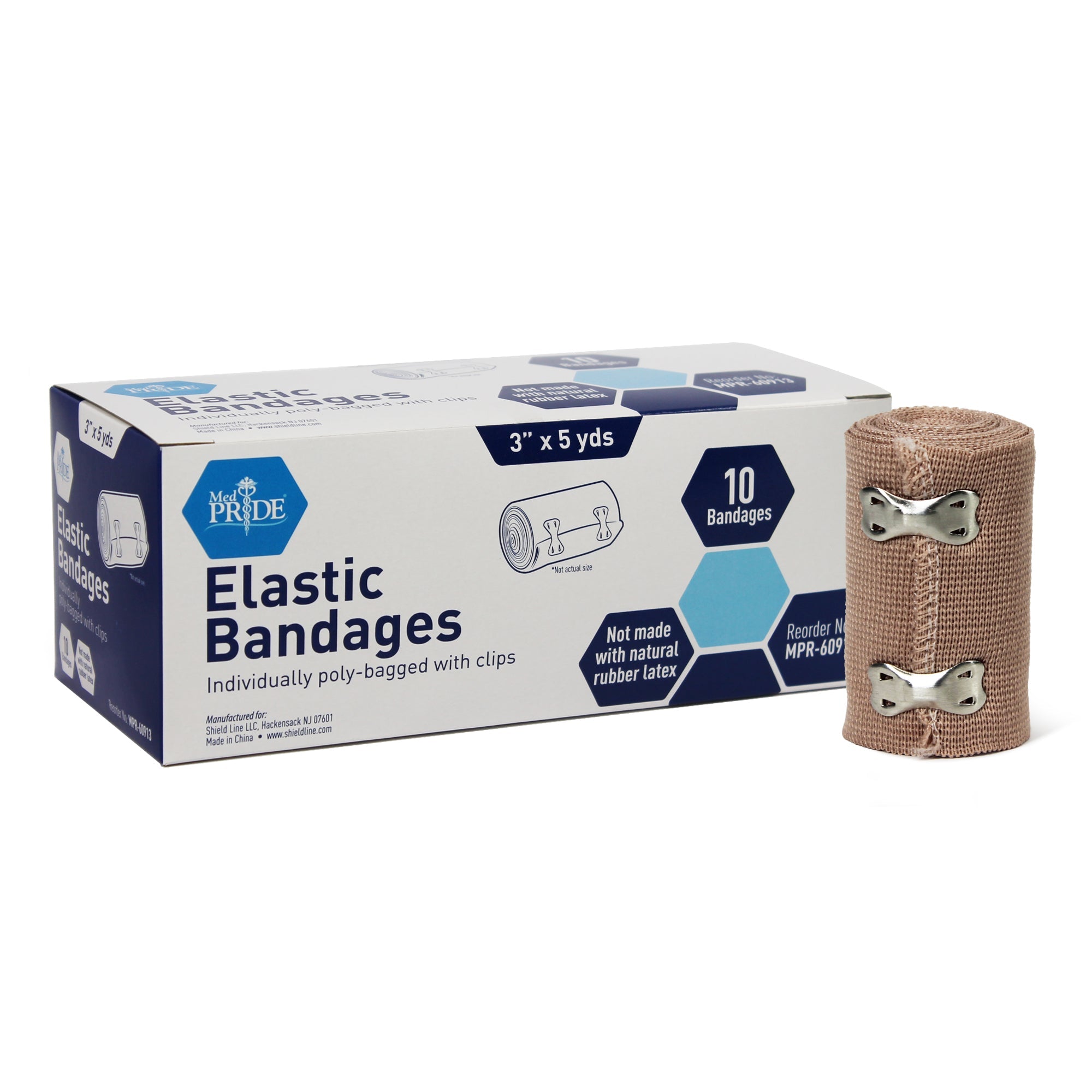 MedPride Non-Sterile Elastic Bandage with Clips - 3" - 10/Box, Case 5 (50 Count) MedPride Non-Sterile Elastic Bandage with Clips - 3" - 10/Box, Case 5 (50 Count)