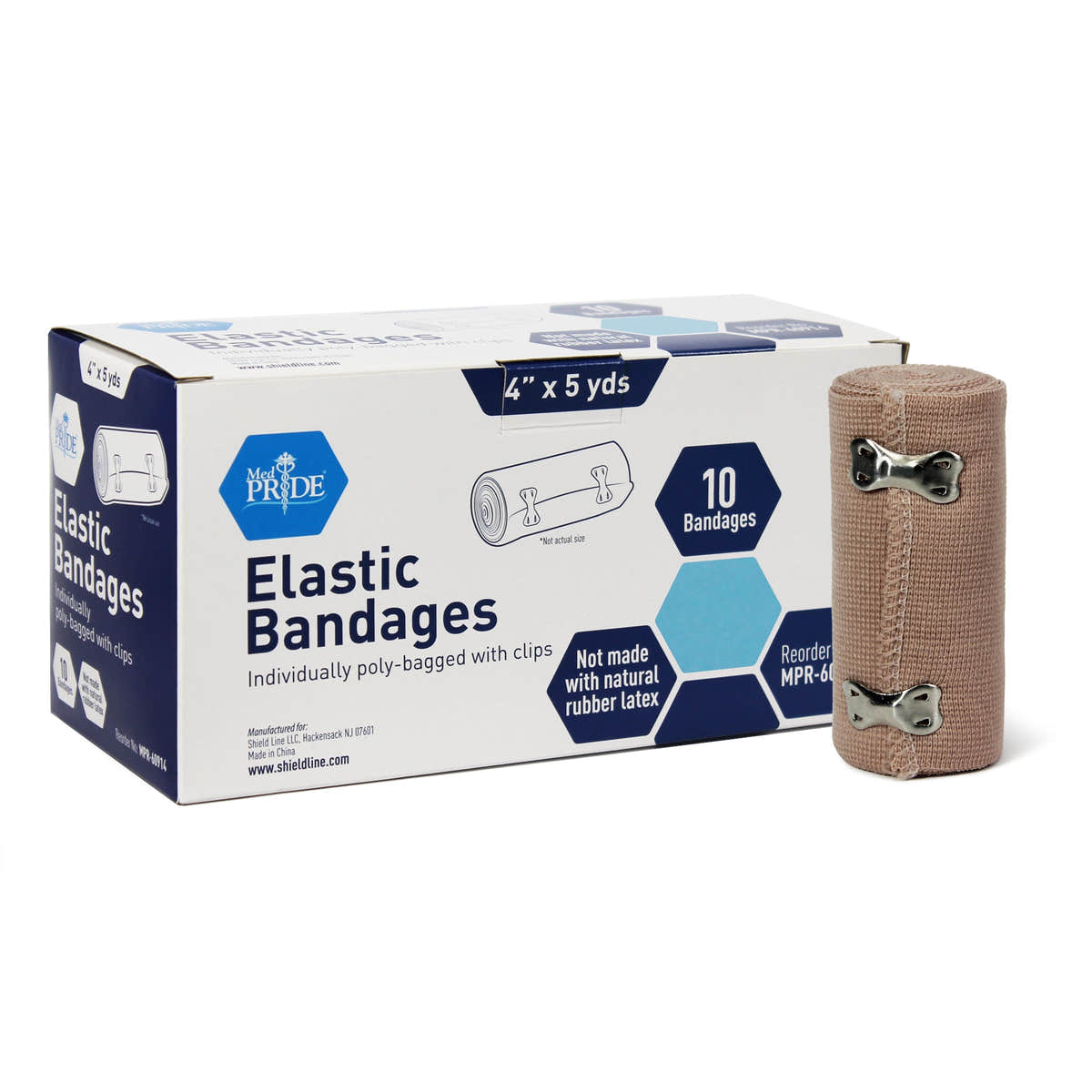 MedPride Non-Sterile Elastic Bandage with Clips - 4" - 10/Box, Case 5 (50 Count) MedPride Non-Sterile Elastic Bandage with Clips - 4" - 10/Box, Case 5 (50 Count)