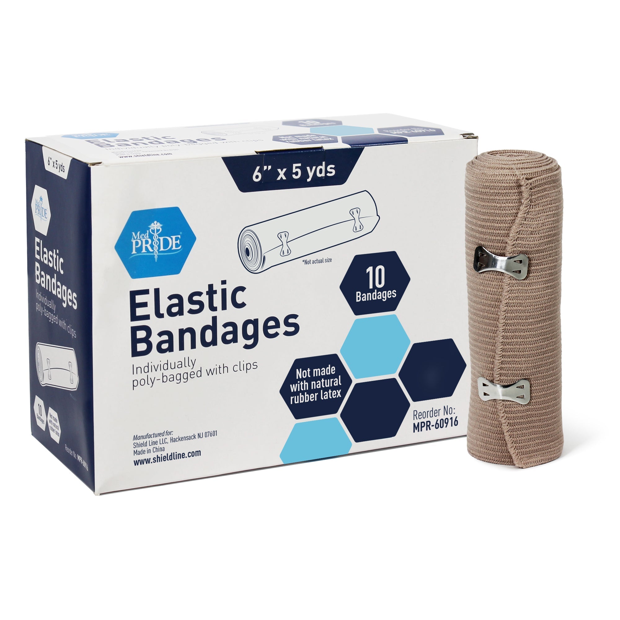 MedPride Non-Sterile Elastic Bandage with Clips - 6" - 10/Box, Case 5 (50 Count) MedPride Non-Sterile Elastic Bandage with Clips - 6" - 10/Box, Case 5 (50 Count)