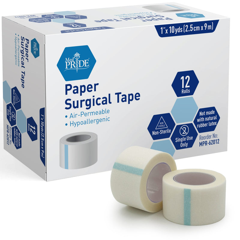 MedPride Paper Surgical Tape, 1" x 10 yds - 12/Box, Case of 12 (144 Count) MedPride Paper Surgical Tape, 1" x 10 yds - 12/Box, Case of 12 (144 Count)