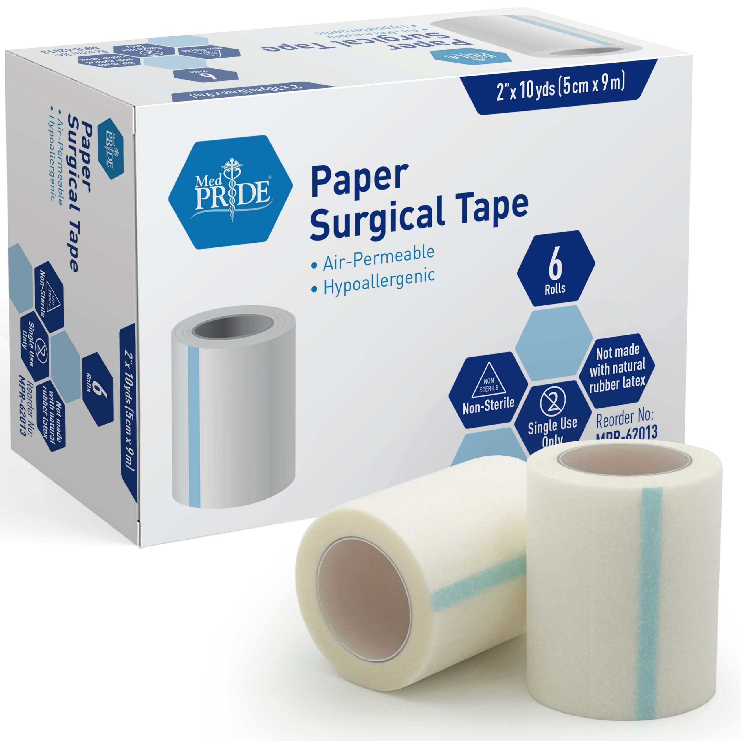 MedPride Paper Surgical Tape, 2" x 10 yds - 6/Box, Case of 12 (72 Count) MedPride Paper Surgical Tape, 2" x 10 yds - 6/Box, Case of 12 (72 Count)