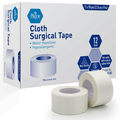 MedPride Cloth Surgical Tape, 1" x 10 yds - 12/Box, Case of 12 (144 Count) MedPride Cloth Surgical Tape, 1" x 10 yds - 12/Box, Case of 12 (144 Count)