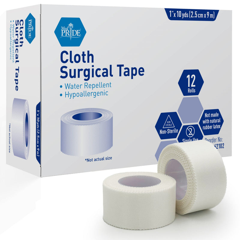 MedPride Cloth Surgical Tape, 1" x 10 yds - 12/Box, Case of 12 (144 Count) MedPride Cloth Surgical Tape, 1" x 10 yds - 12/Box, Case of 12 (144 Count)