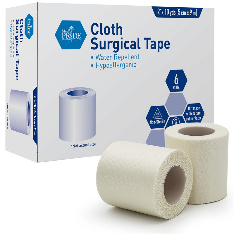MedPride Cloth Surgical Tape, 2" x 10 yds - 6/Box, Case of 12 (72 Count) MedPride Cloth Surgical Tape, 2" x 10 yds - 6/Box, Case of 12 (72 Count)