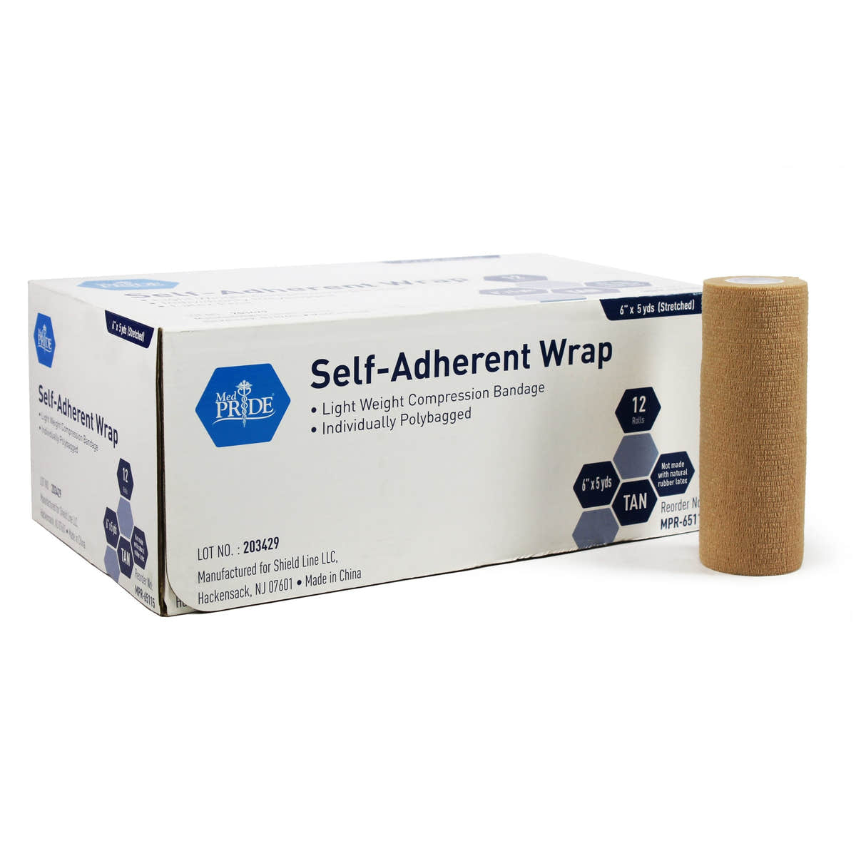 Medpride Self-Adherent Wrap, 6" x 5 yds. - Tan - Latex Free - 12/cs. Medpride Self-Adherent Wrap, 6" x 5 yds. - Tan - Latex Free - 12/cs.