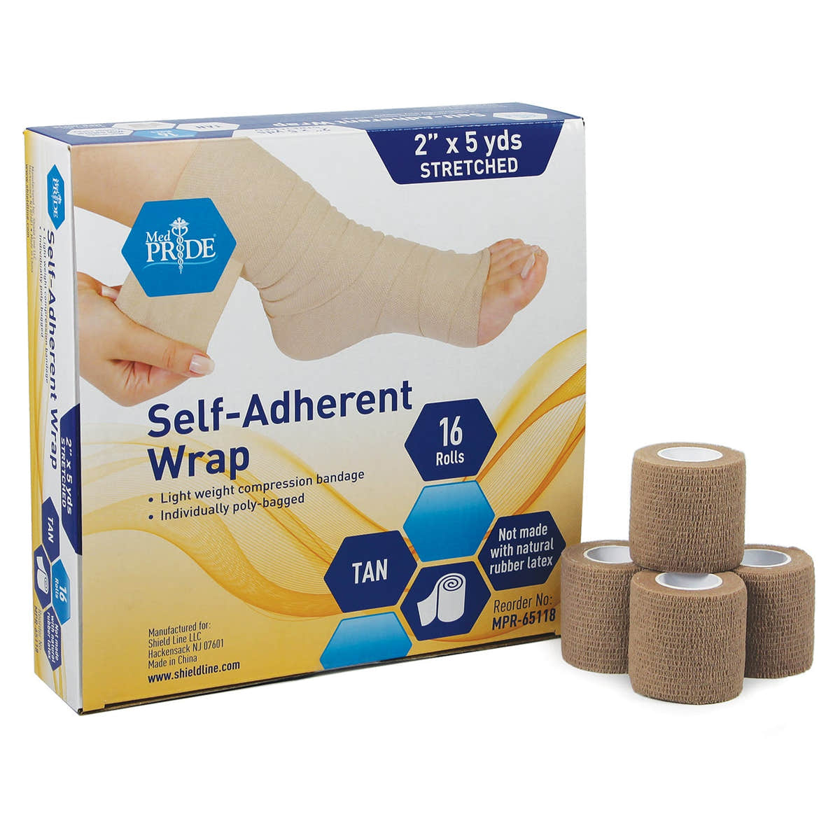 Medpride Self-Adherent Wrap - Athletic Flex Tape First Aid Bandages 16 Rolls, Tan, Latex Free Medpride Self-Adherent Wrap - Athletic Flex Tape First Aid Bandages 16 Rolls, Tan, Latex Free
