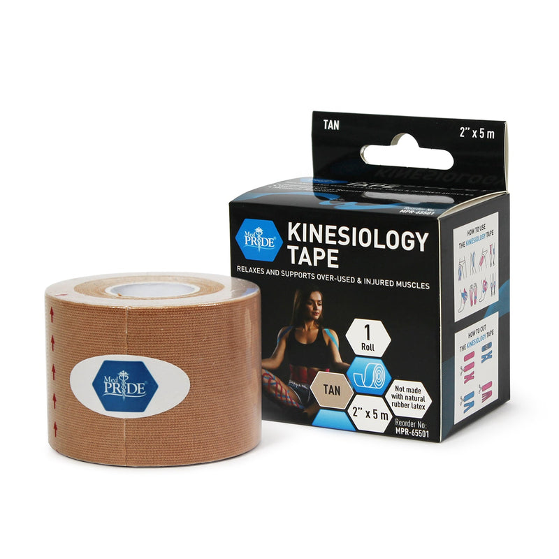 MedPride Kinesiology Tape – Tan 2”x5M Latex-Free Athletic Tape for Pain Relief, Injured Muscle Support, 24/Box, Case of 6 (144 Count) MedPride Kinesiology Tape – Tan 2”x5M Latex-Free Athletic Tape for Pain Relief, Injured Muscle Support, 24/Box, Case of 6 (144 Count)
