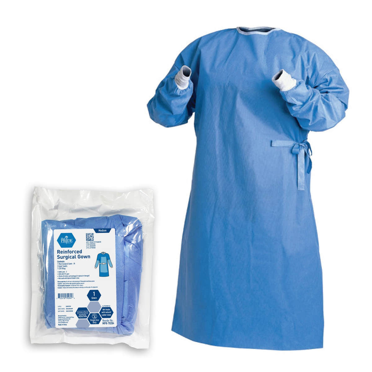 MedPride M-XXL Surgeons Gowns - Reinforced w/2 Towels & 1 Wrap (AAMI-3) - Case of 20 (20 Count) MedPride M-XXL Surgeons Gowns - Reinforced w/2 Towels & 1 Wrap (AAMI-3) - Case of 20 (20 Count)
