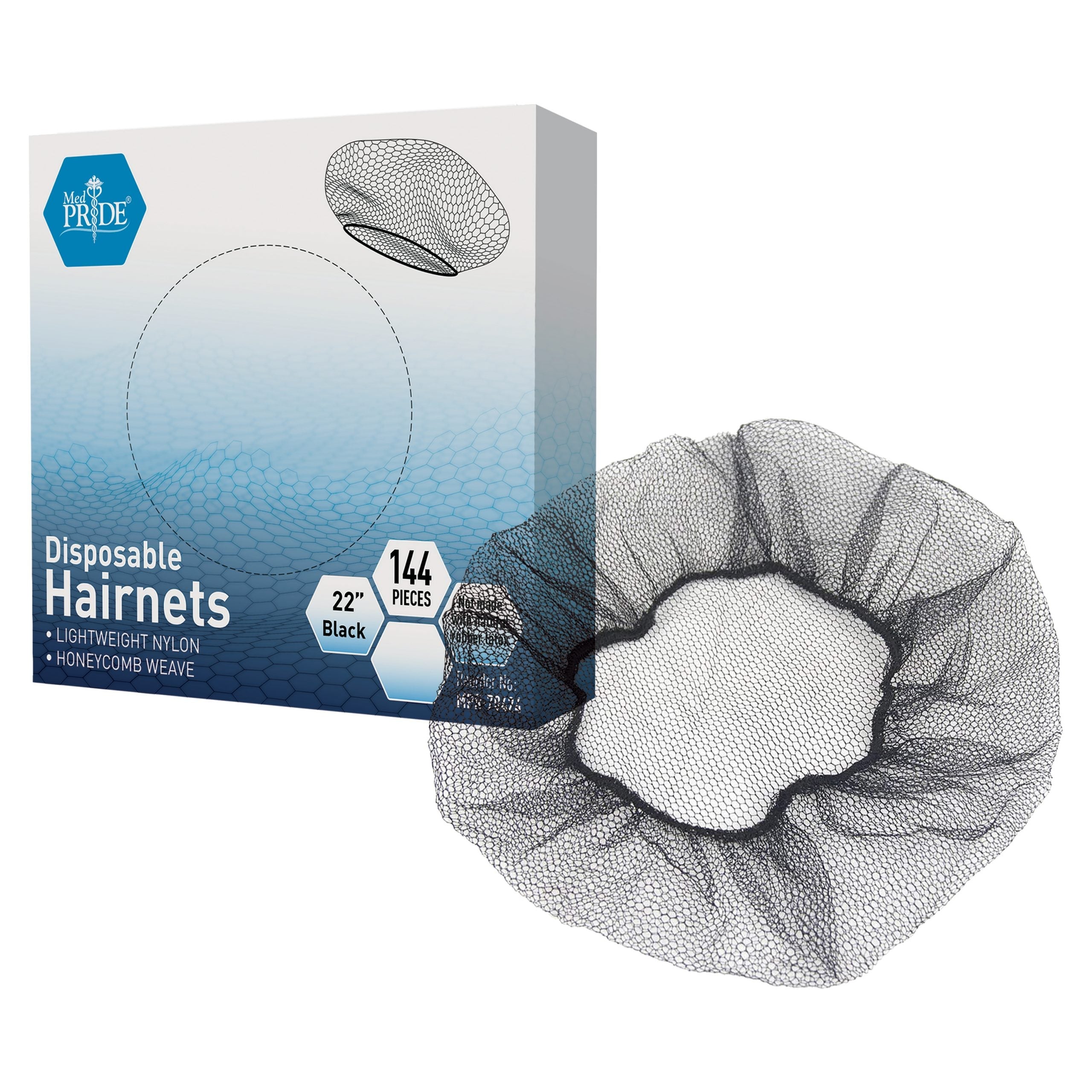 MedPride Disposable Black Hairnets - 144/Box, Case of 10 (1,440 Count) MedPride Disposable Black Hairnets - 144/Box, Case of 10 (1,440 Count)