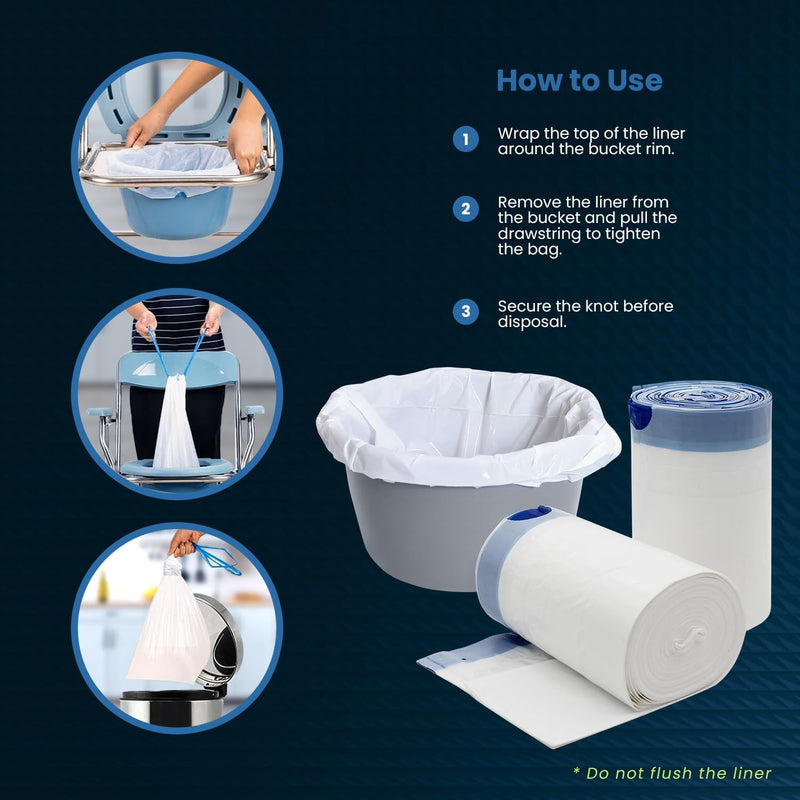 MedPride Disposable Commode Liner Bags with Absorbant Pads, Universal Size, 50 bags and pads / Case of 12 (600 count) MedPride Disposable Commode Liner Bags with Absorbant Pads, Universal Size, 50 bags and pads / Case of 12 (600 count)