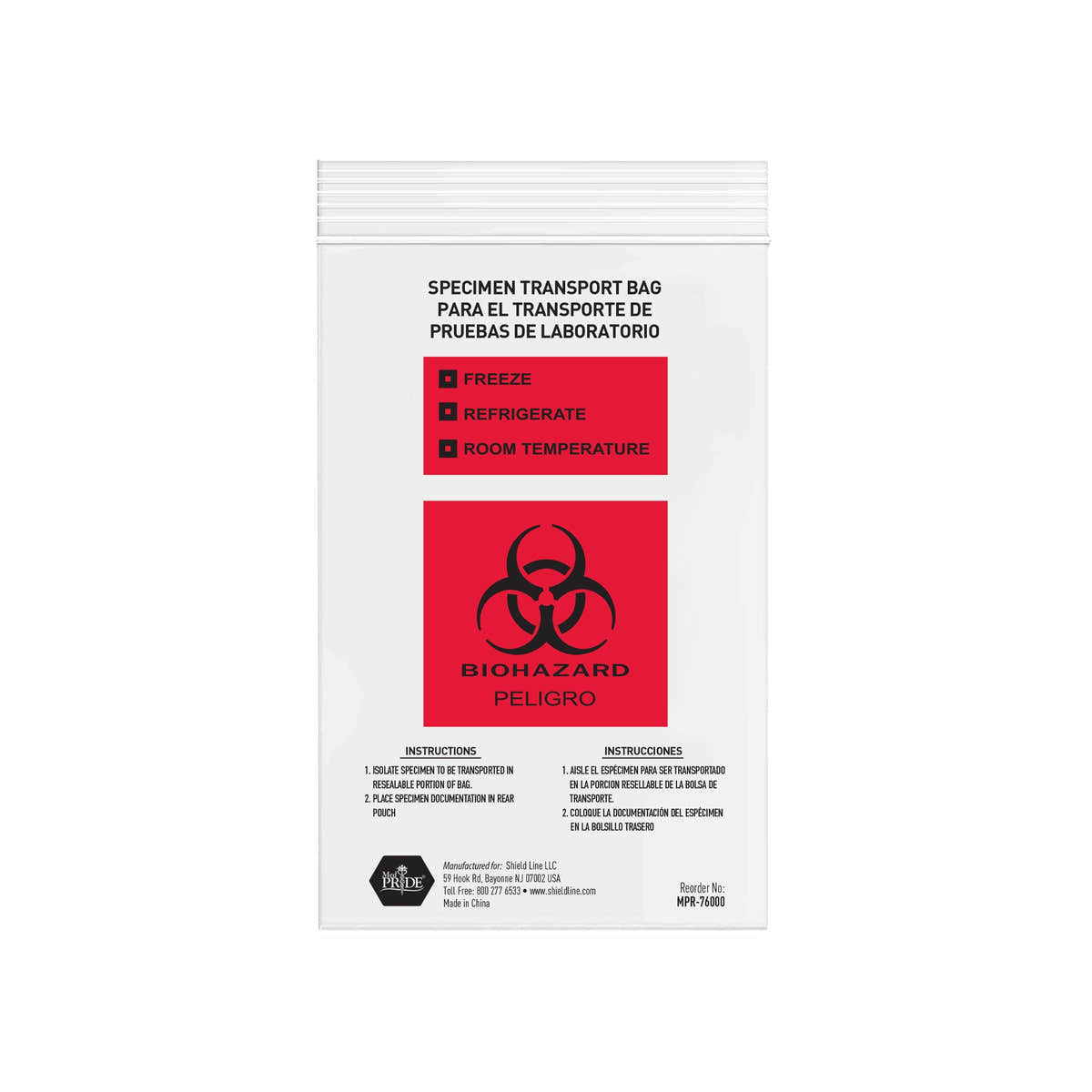 MedPride Biohazard Specimen Transport Bags, 100/pack, Case of 10 (1000 Count) MedPride Biohazard Specimen Transport Bags, 100/pack, Case of 10 (1000 Count)