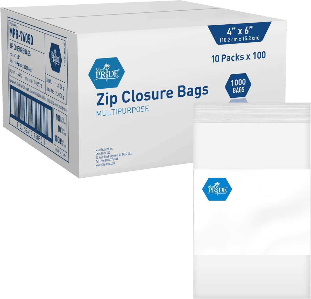 MedPride Reusable Clear Zip Closure Bags, Size 4" x 6", 100 Bags, Case of 10 (1000 Count) MedPride Reusable Clear Zip Closure Bags, Size 4" x 6", 100 Bags, Case of 10 (1000 Count)