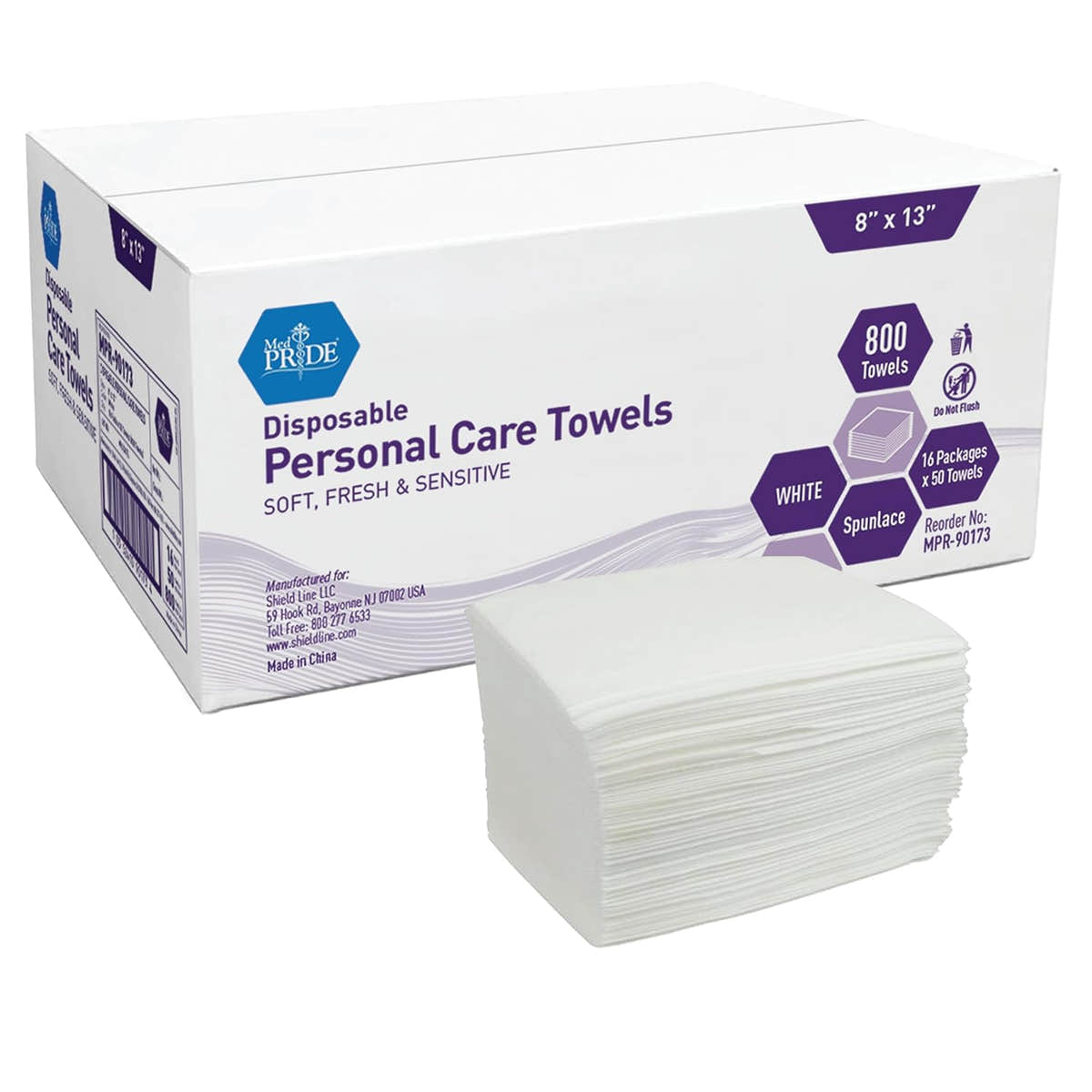 MedPride Disposable Dry Washcloths Air Laid Half Fold, 8" x 13" - 50/Pack, Case of 16 (800 Count) MedPride Disposable Dry Washcloths Air Laid Half Fold, 8" x 13" - 50/Pack, Case of 16 (800 Count)