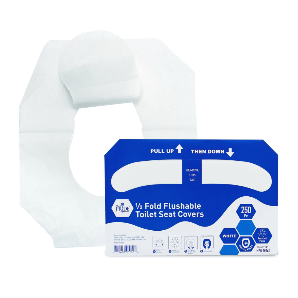 Medpride Disposable Toilet Seat Covers Half Fold Flushable, 250 Pieces / Box of 20 (5000 Count) Medpride Disposable Toilet Seat Covers Half Fold Flushable, 250 Pieces / Box of 20 (5000 Count)