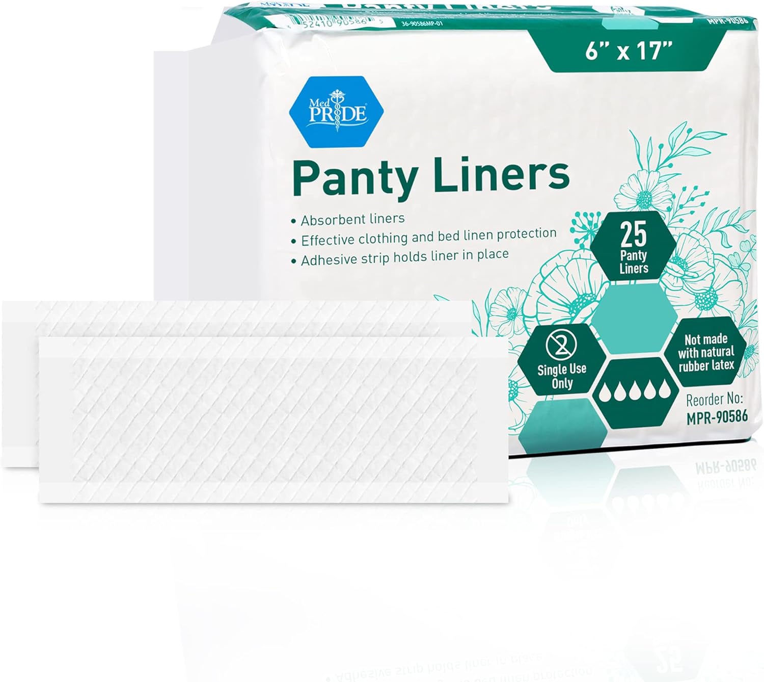 MedPride Premium Ultra Absorbent Panty Liners - 18 gram, 6" x 17" - 10 Pack of 25 (250 Count) MedPride Premium Ultra Absorbent Panty Liners - 18 gram, 6" x 17" - 10 Pack of 25 (250 Count)