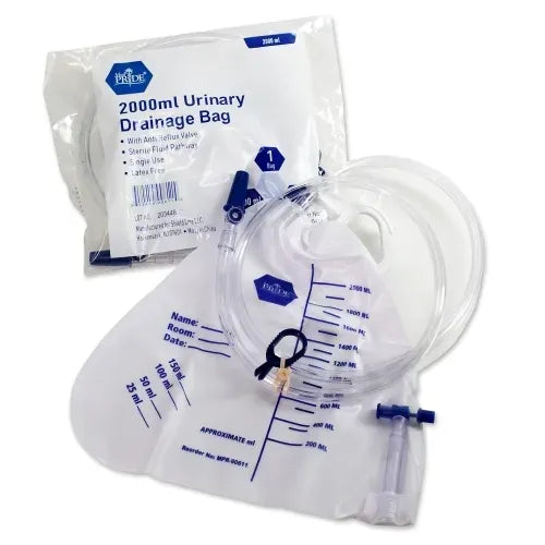 MedPride Urinary Drainage Bags, 2000ml, Sterile - 20 Bags MedPride Urinary Drainage Bags, 2000ml, Sterile - 20 Bags