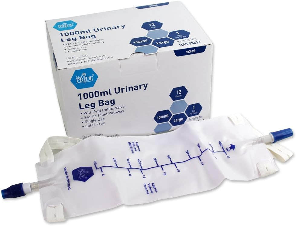 MedPride Urinary Drainage Bags, 1000ml, Large Sterile - 12/box, Case of 4 (48 count) MedPride Urinary Drainage Bags, 1000ml, Large Sterile - 12/box, Case of 4 (48 count)