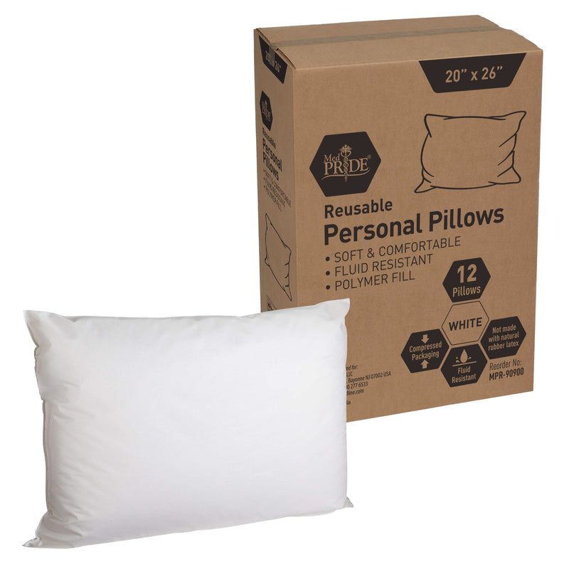 MedPride 20"x26" Reusable Personal Pillow, polymer fill, Fluid Resistant Bed Pillows - Multi Use - 12 Count MedPride 20"x26" Reusable Personal Pillow, polymer fill, Fluid Resistant Bed Pillows - Multi Use - 12 Count