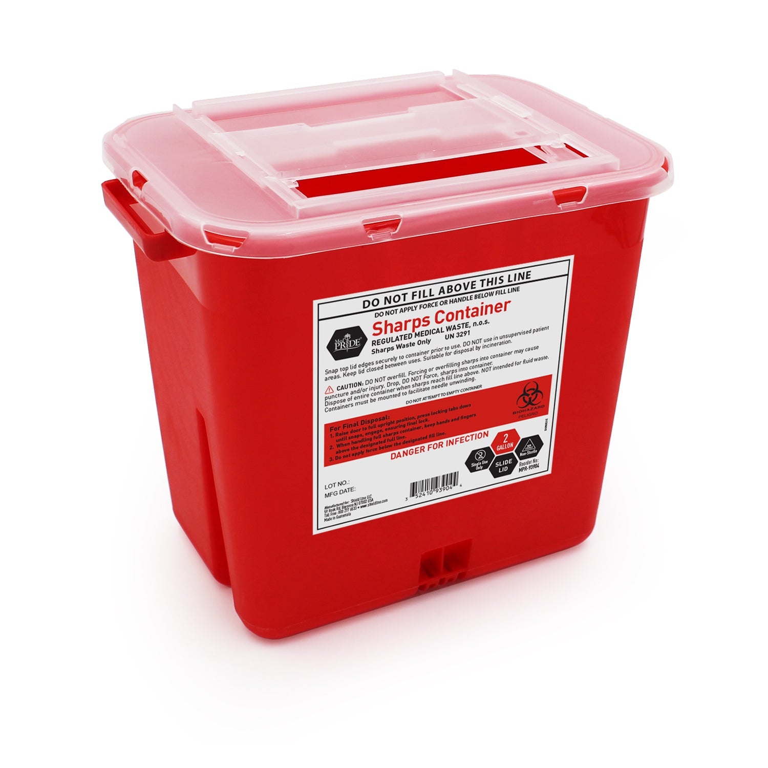 MedPride 2 Gallon Sharps Containers, Slide Lid, 20/cs MedPride 2 Gallon Sharps Containers, Slide Lid, 20/cs