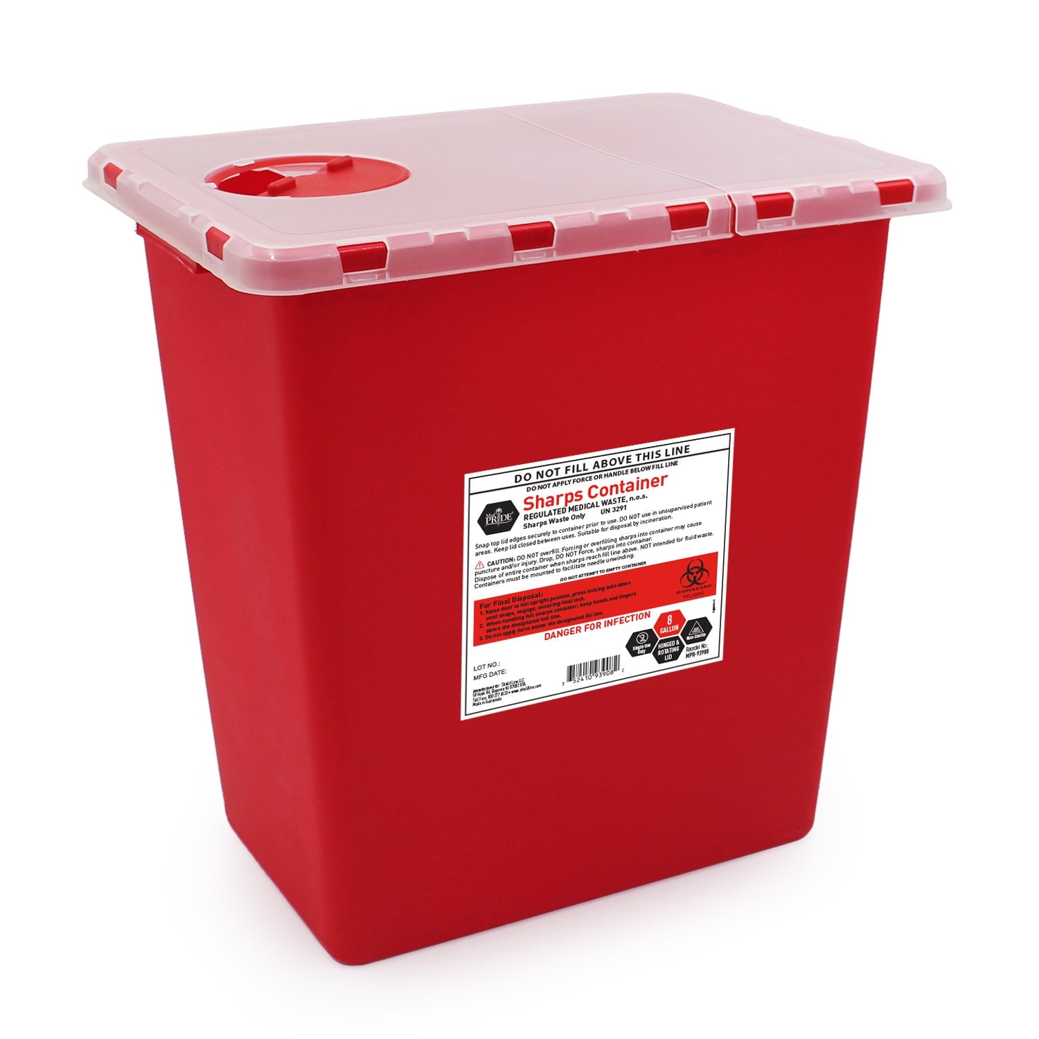 MedPride 8 Gallon Sharps Containers, Hinged & Rotating Lid, 10/cs MedPride 8 Gallon Sharps Containers, Hinged & Rotating Lid, 10/cs