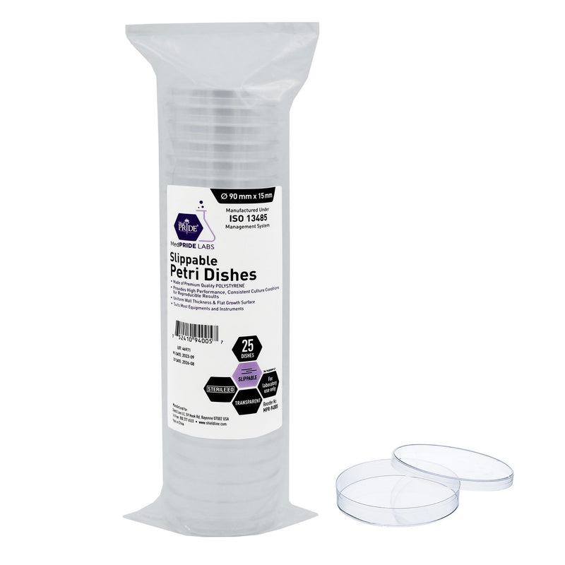 MedPride Slippable Petri Dishes with Lids, Sterile 90mmx15mm - 20 Pack of 25 (500 Count) MedPride Slippable Petri Dishes with Lids, Sterile 90mmx15mm - 20 Pack of 25 (500 Count)