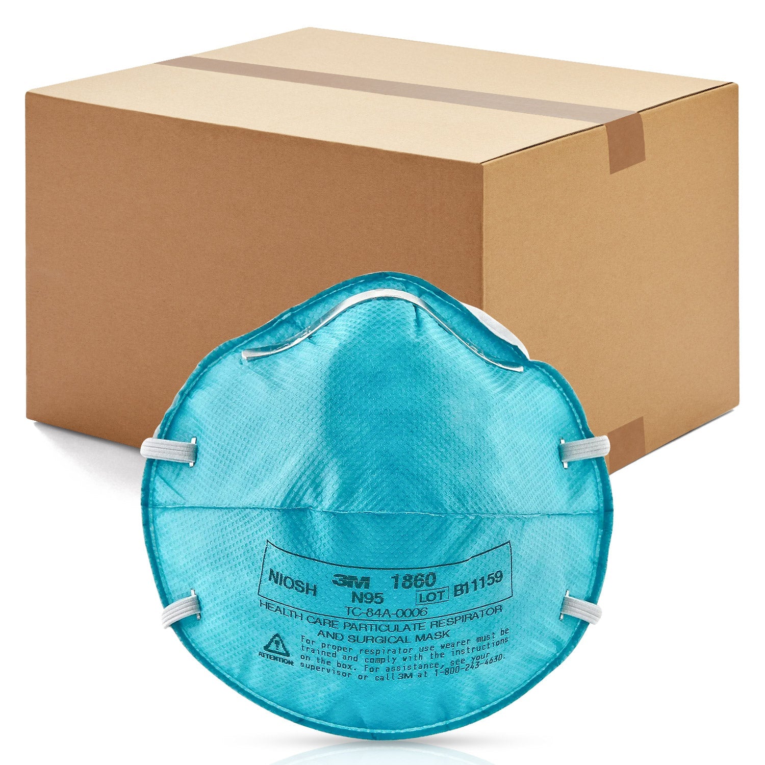 3M 120pcs 1860 Particulate Respirator N95 Face Mask with Fluid Resistance, Regular Size 3M 120pcs 1860 Particulate Respirator N95 Face Mask with Fluid Resistance, Regular Size