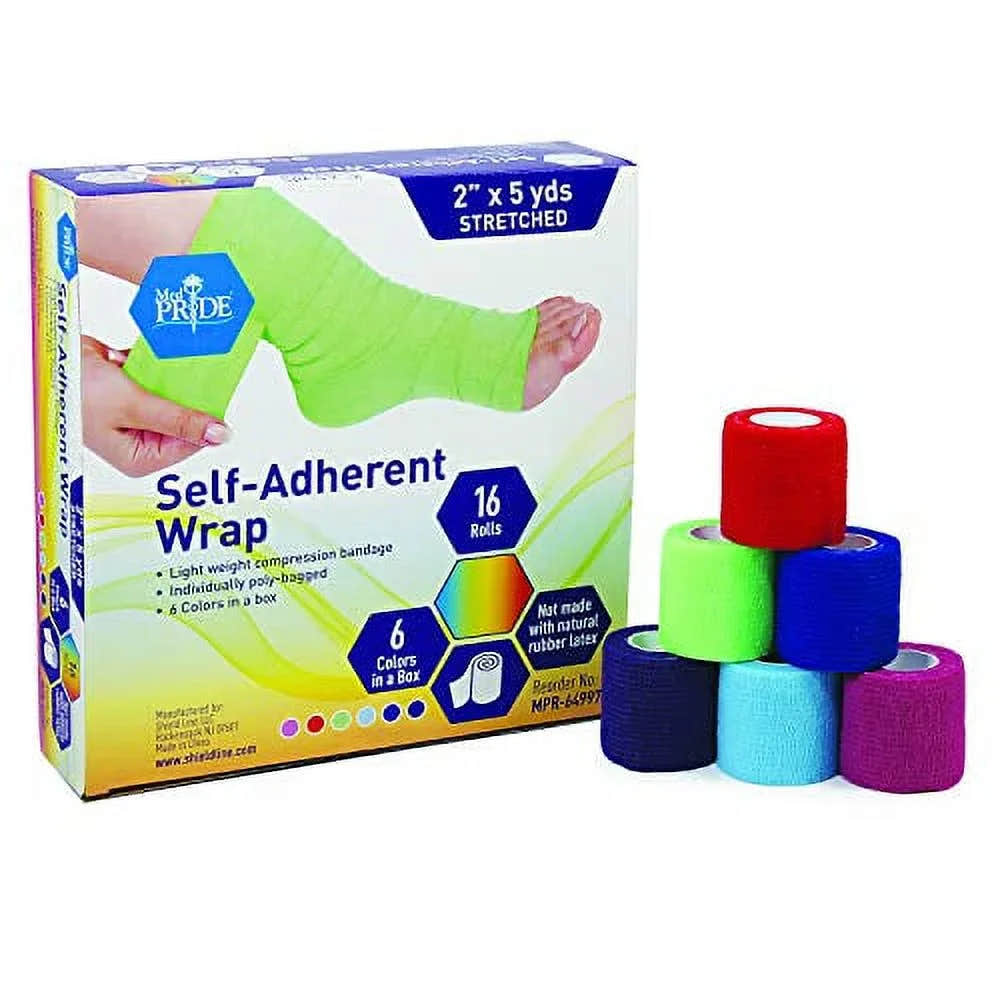 Medpride Self-Adherent Wrap, 2"x5" yds. - Rainbow - Latex Free - 16 rolls/Box, Case of 20 (320 Count) Medpride Self-Adherent Wrap, 2"x5" yds. - Rainbow - Latex Free - 16 rolls/Box, Case of 20 (320 Count)