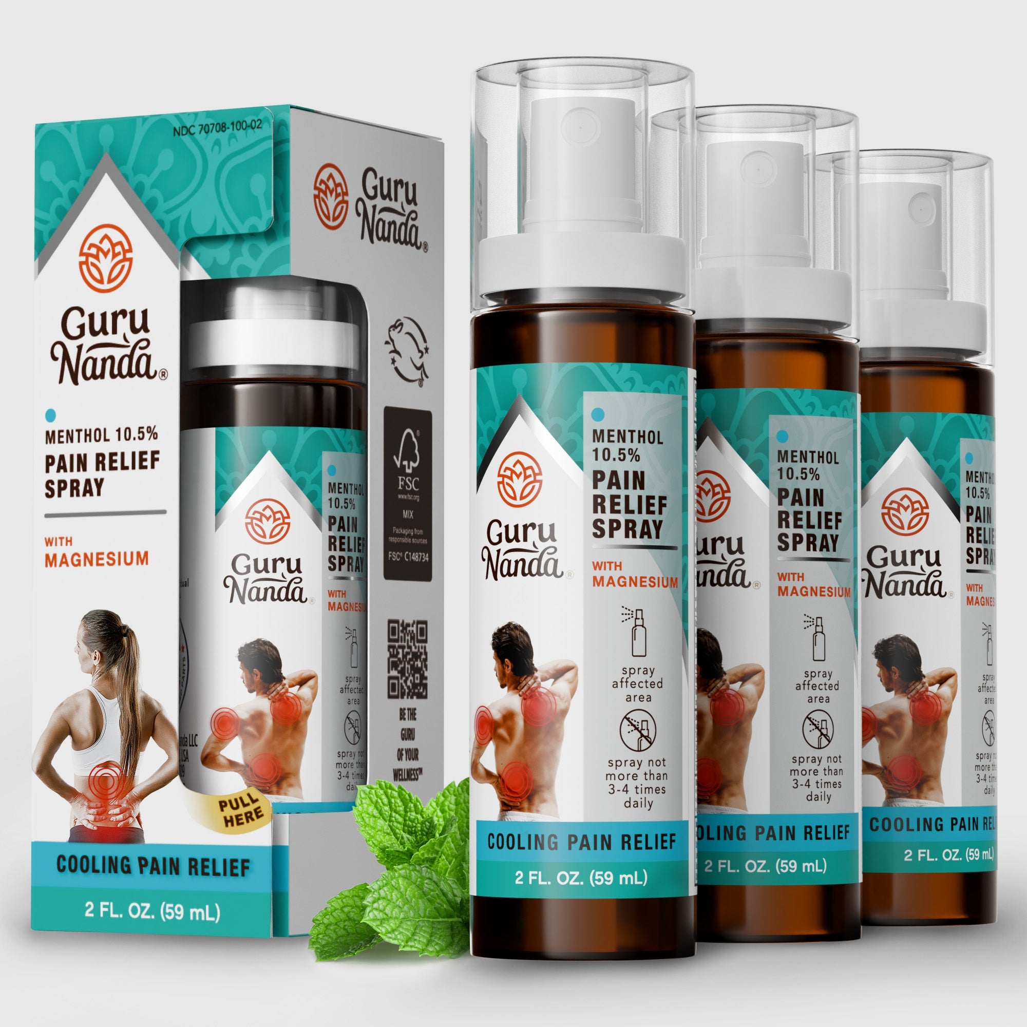 Menthol with Magnesium Spray for Pain Relief - Pack of 3 Menthol with Magnesium Spray for Pain Relief - Pack of 3