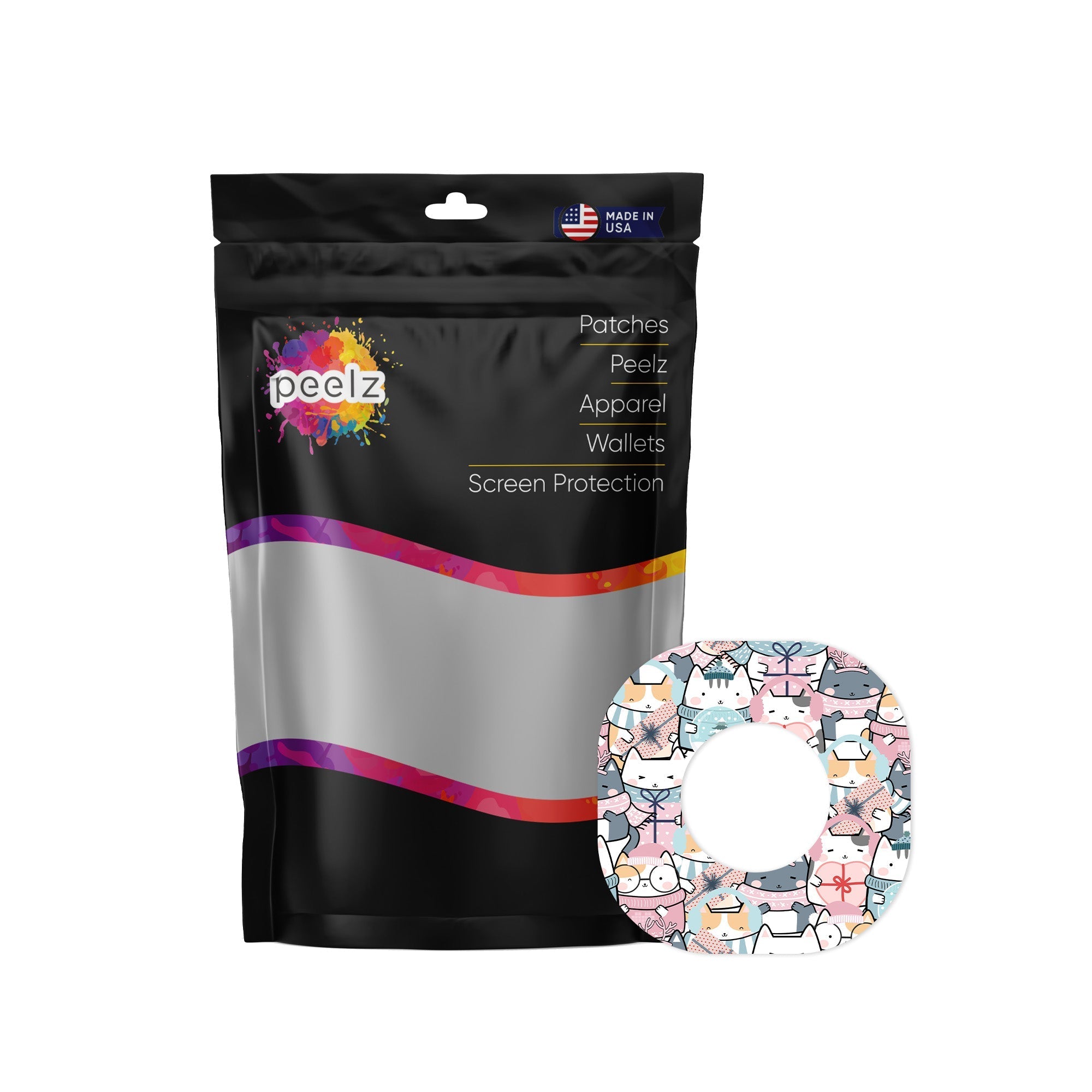 Meowy Christmas Dexcom G7 and Stelo Patch Tape - Pump Peelz Meowy Christmas Dexcom G7 and Stelo Patch Tape - Pump Peelz