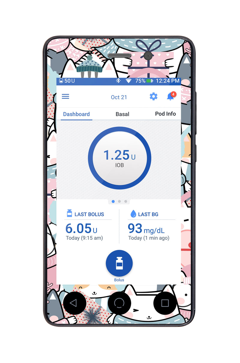 Meowy Christmas Sticker for Omnipod DASH® PDM – Pump Peelz Meowy Christmas Sticker for Omnipod DASH® PDM – Pump Peelz