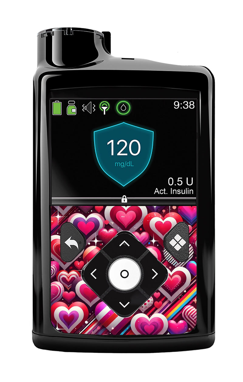 Sparkly Hearts Sticker for Medtronic MiniMed 770G & 780G Sparkly Hearts Sticker for Medtronic MiniMed 770G & 780G