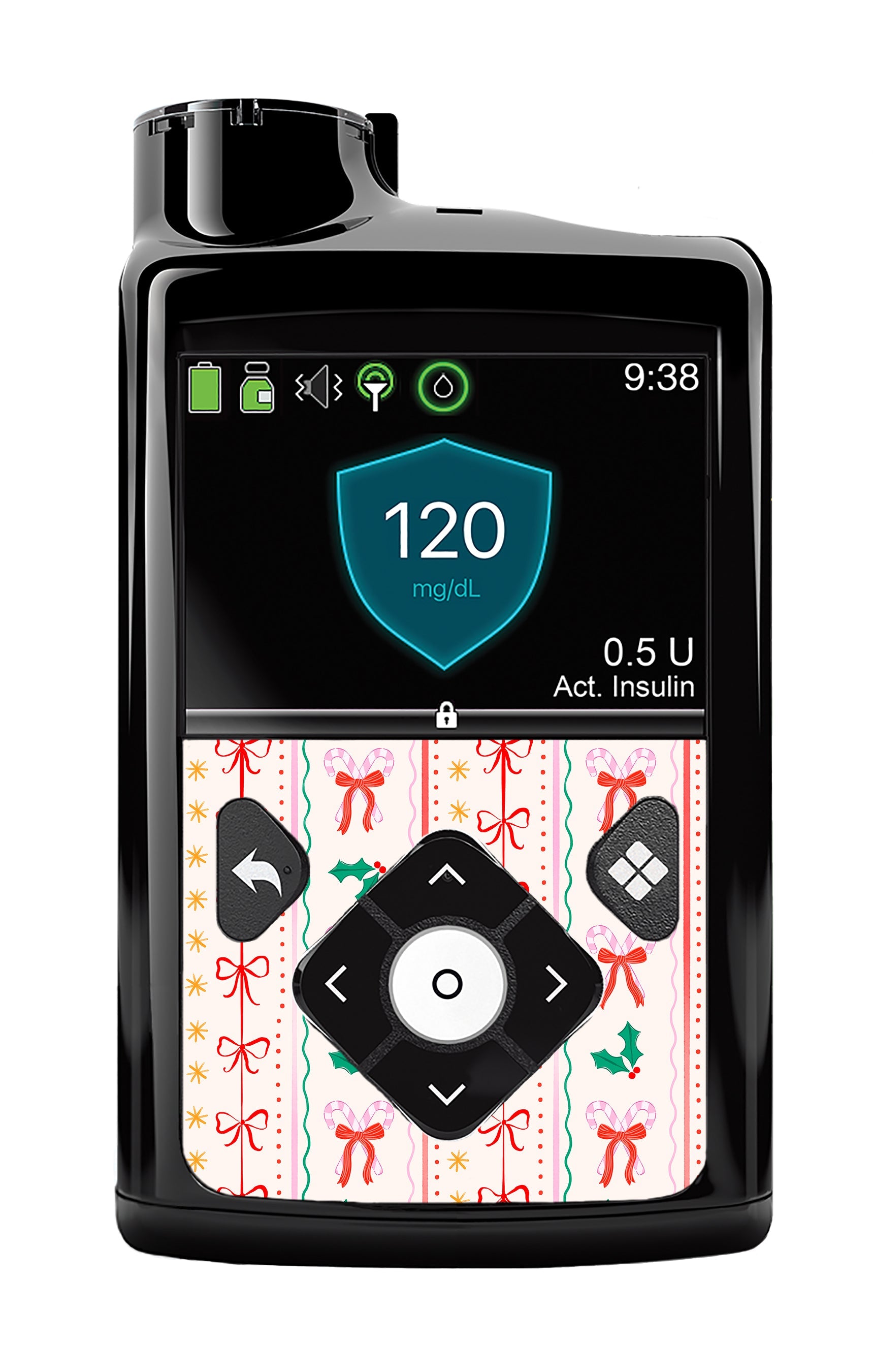 Holly Jolly Ribbon Medtronic MiniMed 770G & 780G Sticker - Pump Peelz Holly Jolly Ribbon Medtronic MiniMed 770G & 780G Sticker - Pump Peelz