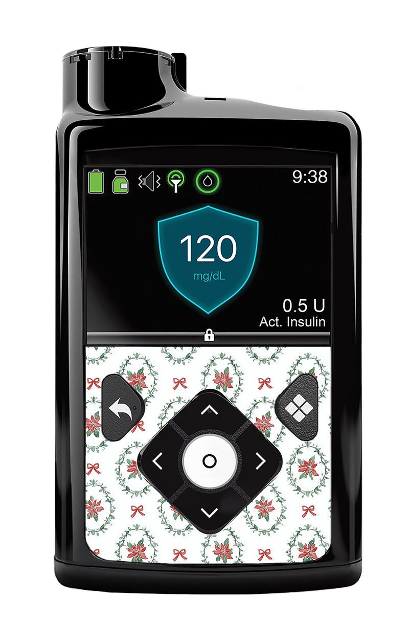 Poinsettia Parade Medtronic MiniMed 770G & 780G Sticker - Pump Peelz Poinsettia Parade Medtronic MiniMed 770G & 780G Sticker - Pump Peelz