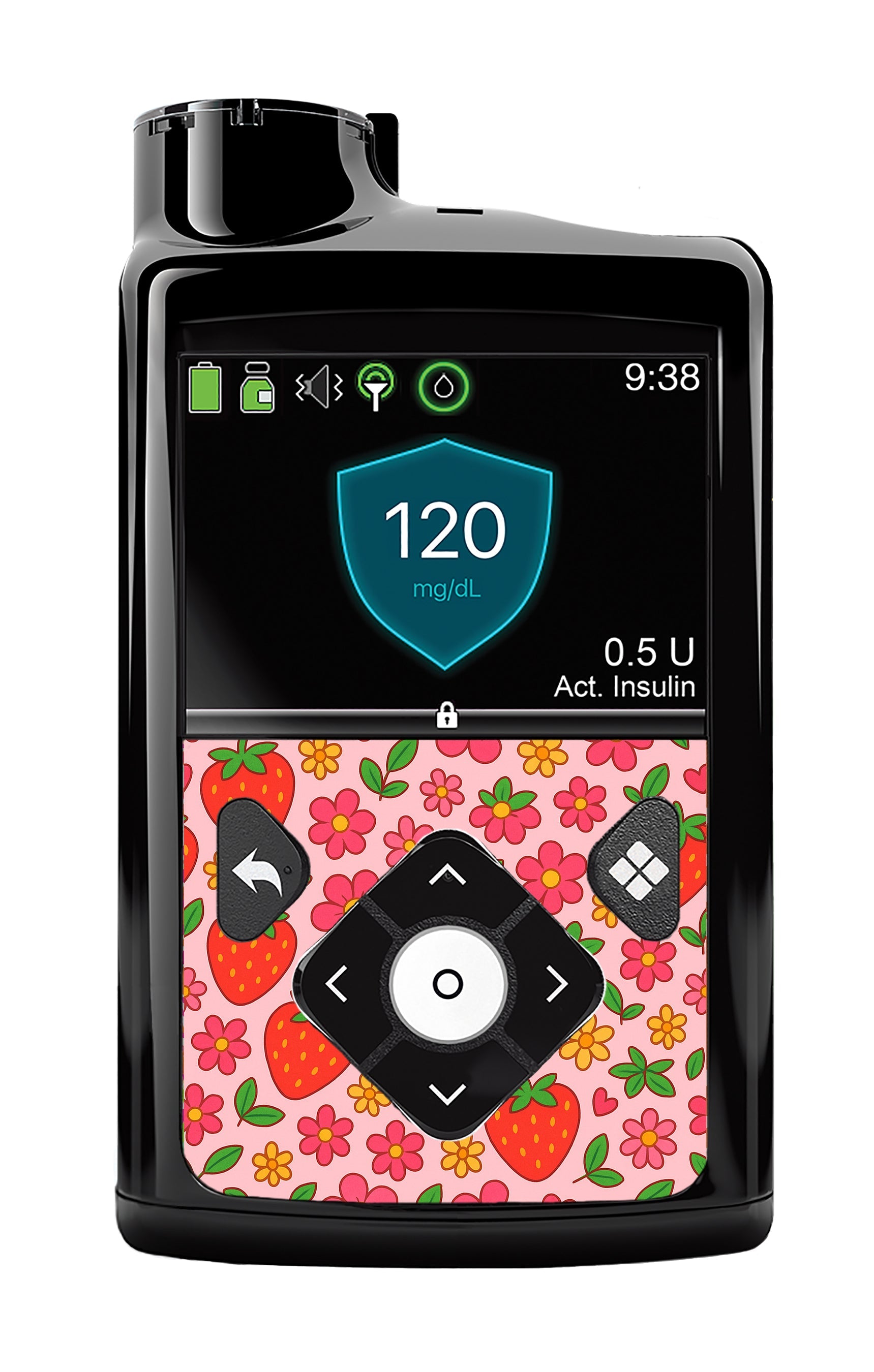 Strawberry Garden Medtronic MiniMed 770G & 780G Sticker - Pump Peelz Strawberry Garden Medtronic MiniMed 770G & 780G Sticker - Pump Peelz