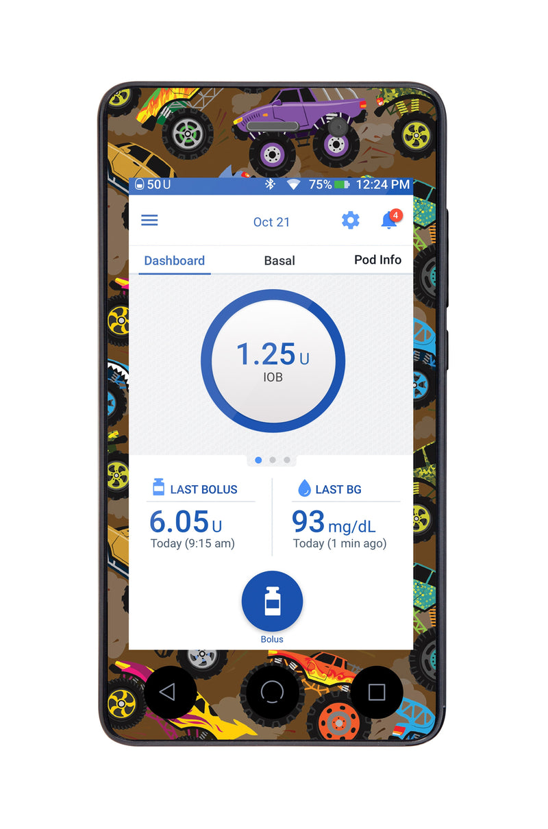 Monster Trucks Sticker for Omnipod DASH® PDM – Pump Peelz Monster Trucks Sticker for Omnipod DASH® PDM – Pump Peelz