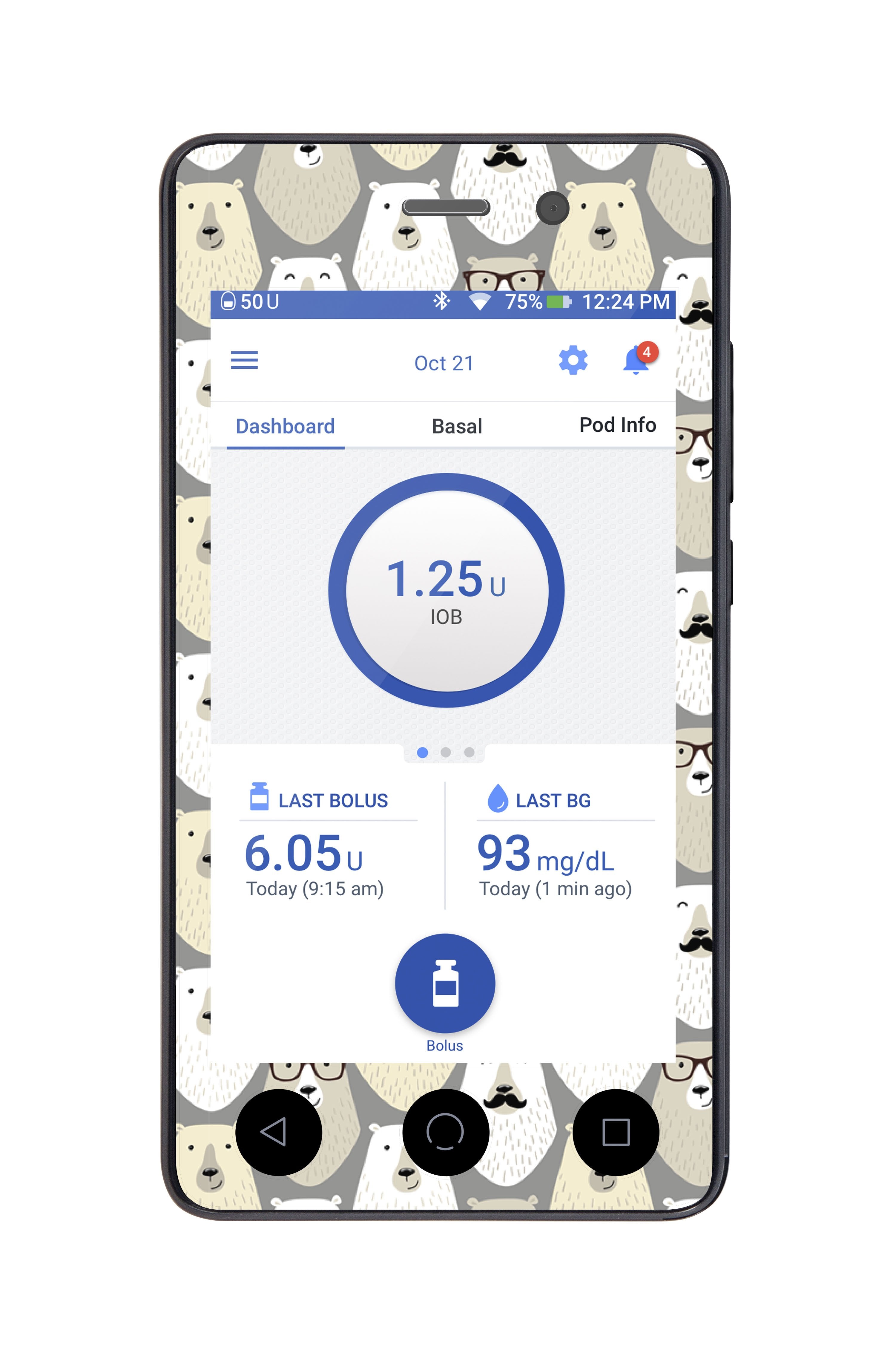 Mr. Bear Sticker for Omnipod DASH® PDM – Pump Peelz Mr. Bear Sticker for Omnipod DASH® PDM – Pump Peelz