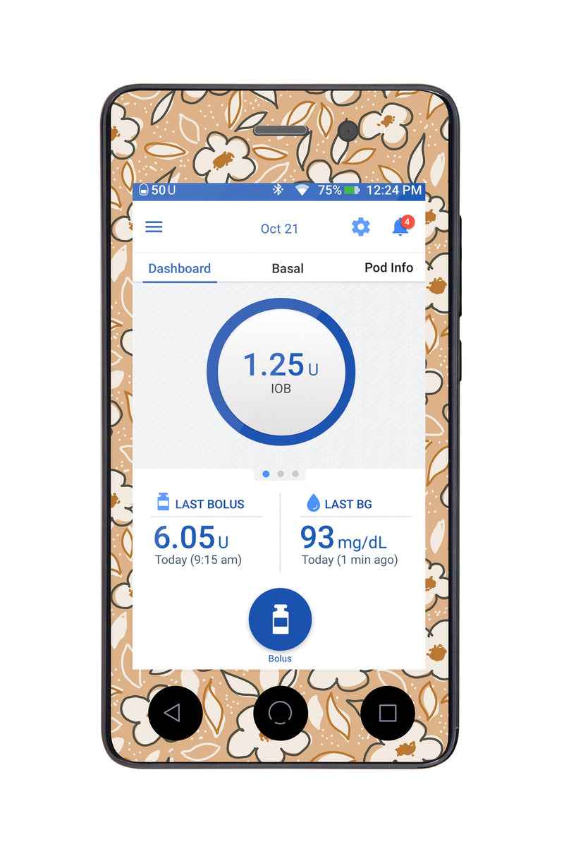 Muted Floral Sticker for Omnipod DASH® PDM – Pump Peelz Muted Floral Sticker for Omnipod DASH® PDM – Pump Peelz