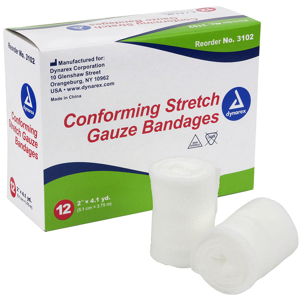 Dynarex Stretch Gauze Bandage Roll, 12ea/bx 8bxs/cs (96 Count) Dynarex Stretch Gauze Bandage Roll, 12ea/bx 8bxs/cs (96 Count)