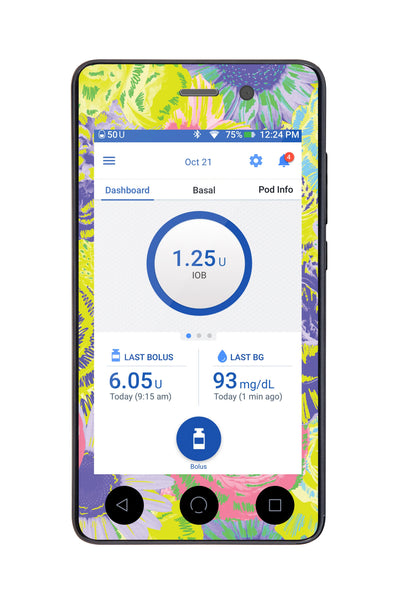 Neon Floral Sticker for Omnipod DASH® PDM – Pump Peelz Neon Floral Sticker for Omnipod DASH® PDM – Pump Peelz