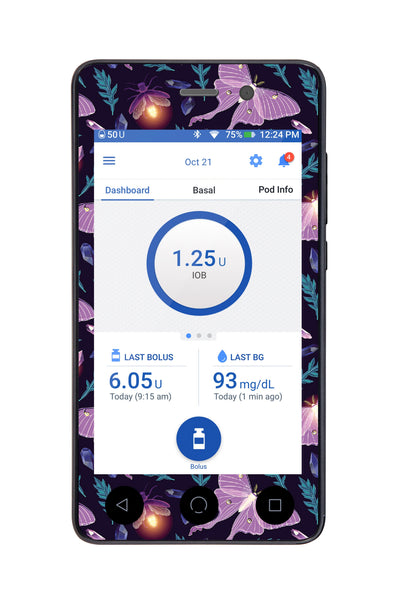 Night Garden Sticker for Omnipod DASH® PDM – Pump Peelz Night Garden Sticker for Omnipod DASH® PDM – Pump Peelz