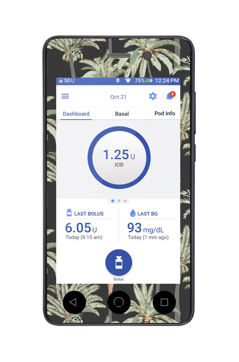 Night Palms Sticker for Omnipod DASH® PDM – Pump Peelz Night Palms Sticker for Omnipod DASH® PDM – Pump Peelz