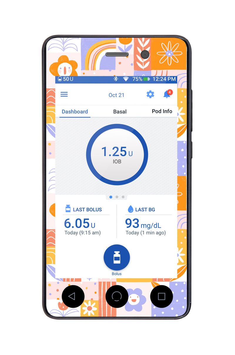 Wildflower Doodle Sticker for Omnipod DASH® PDM – Pump Peelz Wildflower Doodle Sticker for Omnipod DASH® PDM – Pump Peelz