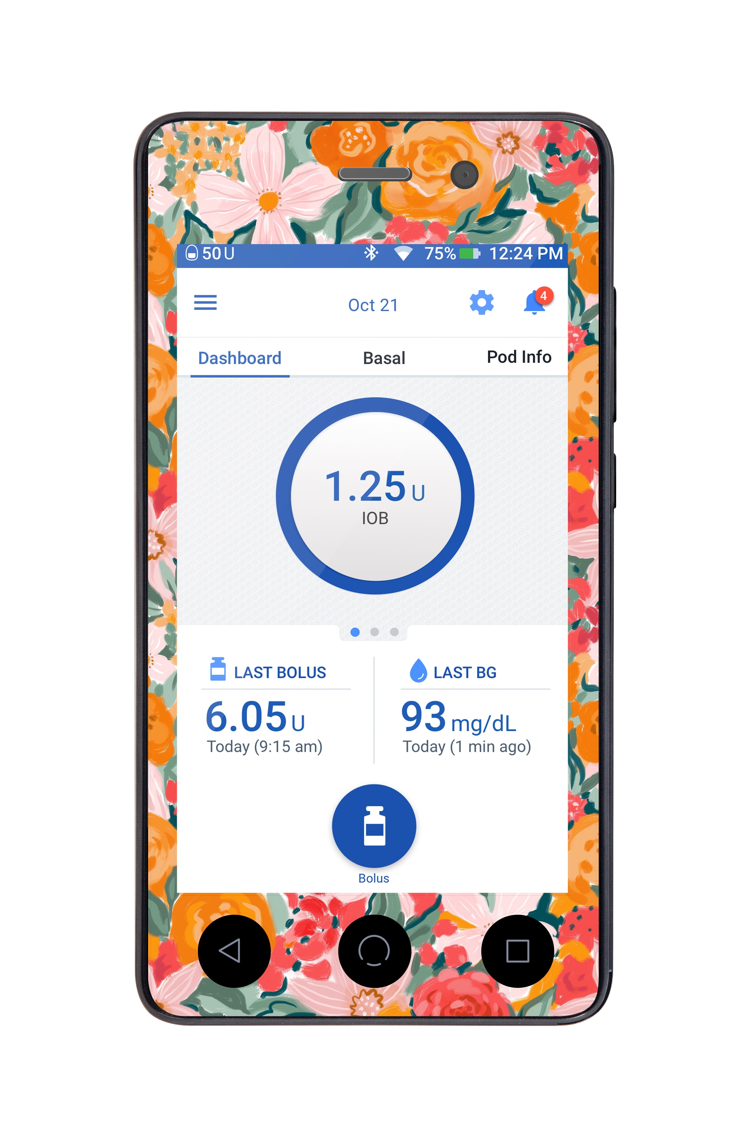 Blush Blossom Sticker for Omnipod DASH ® PDM – Pump Peelz Blush Blossom Sticker for Omnipod DASH ® PDM – Pump Peelz