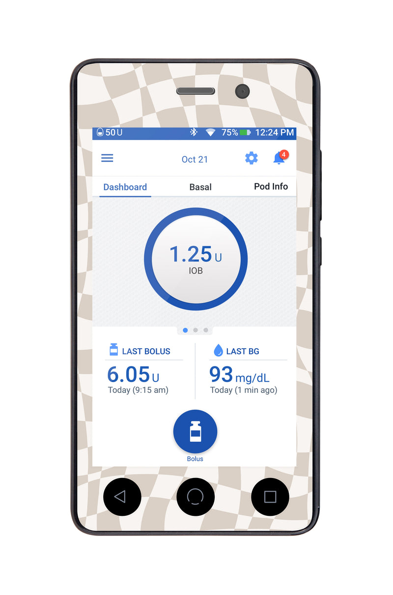 Creamy Check Sticker for Omnipod DASH ® PDM – Pump Peelz Creamy Check Sticker for Omnipod DASH ® PDM – Pump Peelz