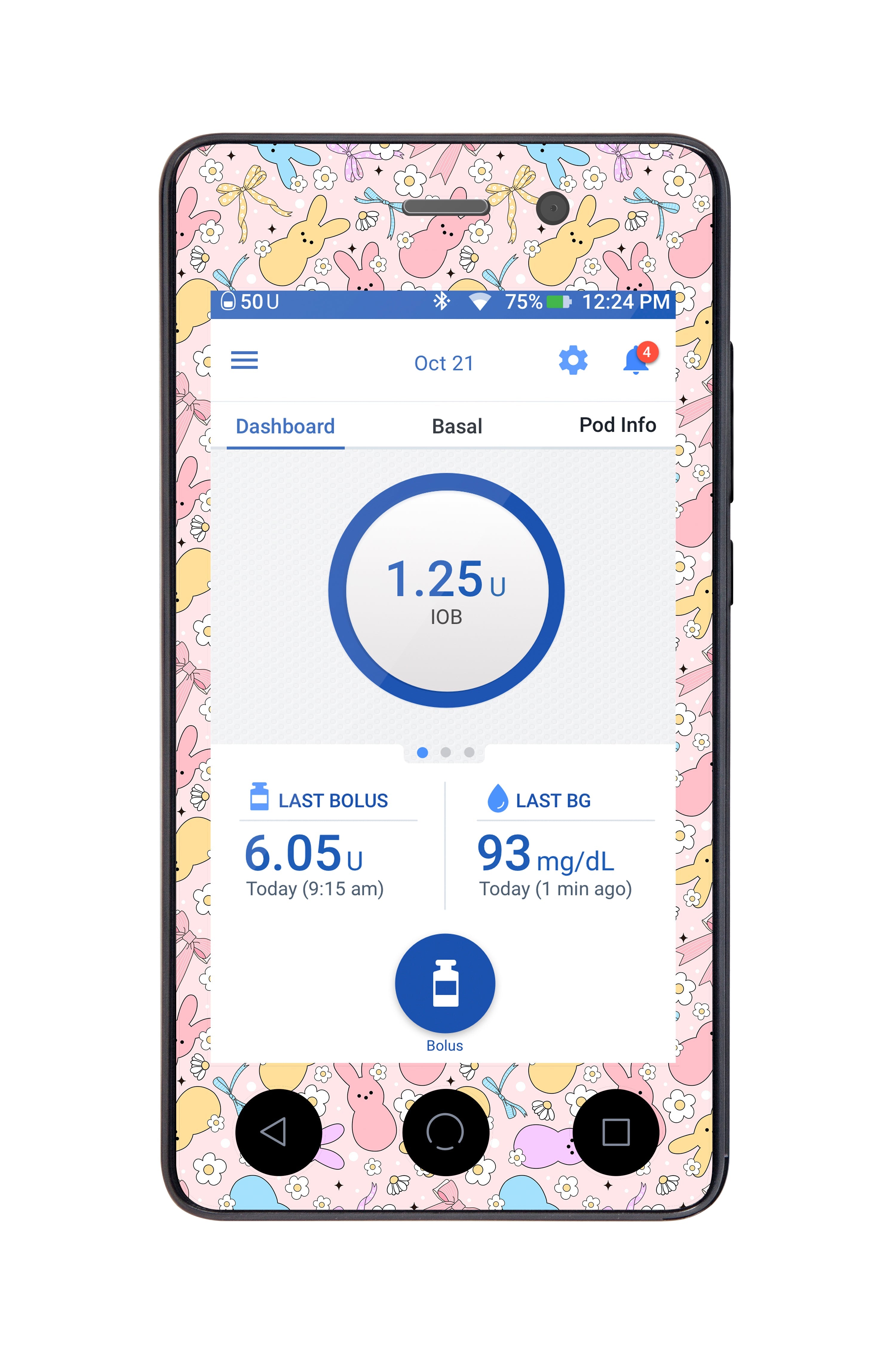 Hoppy Spring Sticker for Omnipod DASH ® PDM – Pump Peelz Hoppy Spring Sticker for Omnipod DASH ® PDM – Pump Peelz