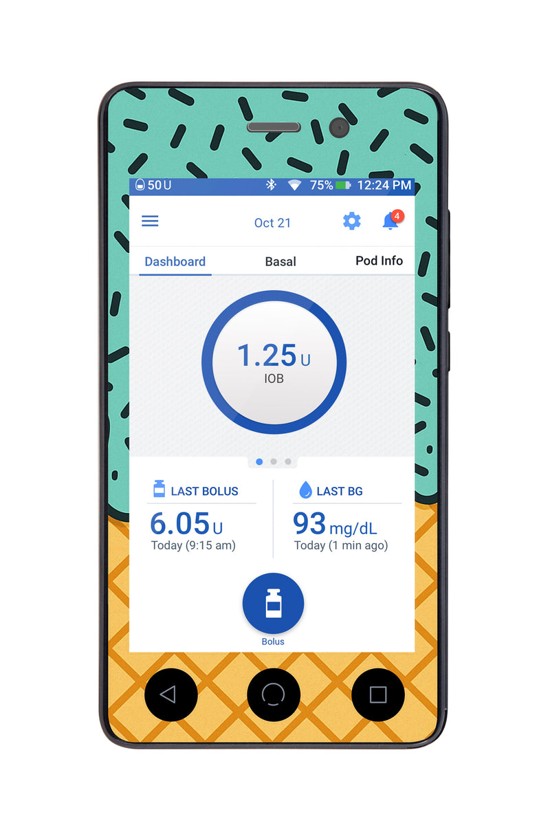 Ice Cream Social Sticker for Omnipod DASH® PDM – Pump Peelz Ice Cream Social Sticker for Omnipod DASH® PDM – Pump Peelz
