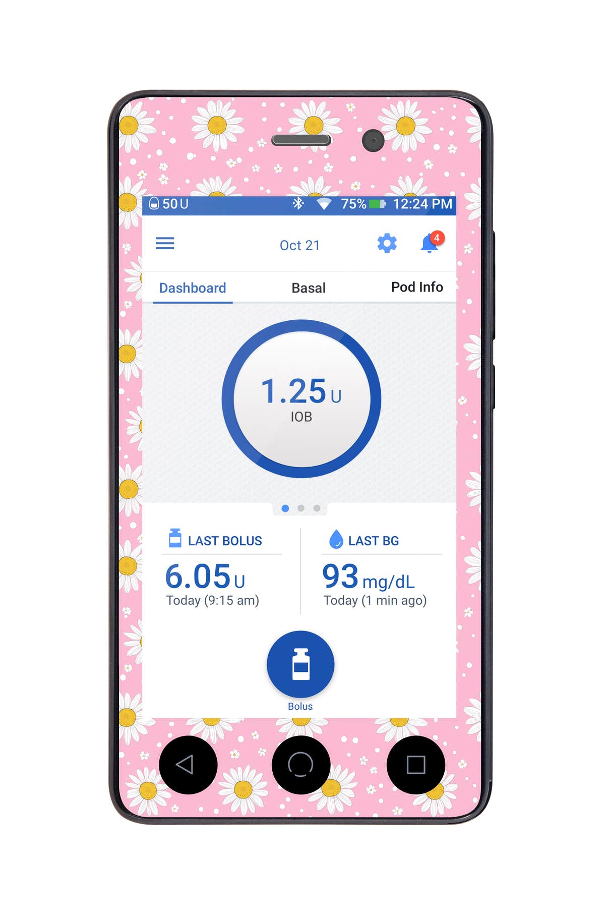 Spring Daisy Sticker for Omnipod DASH ® PDM – Pump Peelz Spring Daisy Sticker for Omnipod DASH ® PDM – Pump Peelz