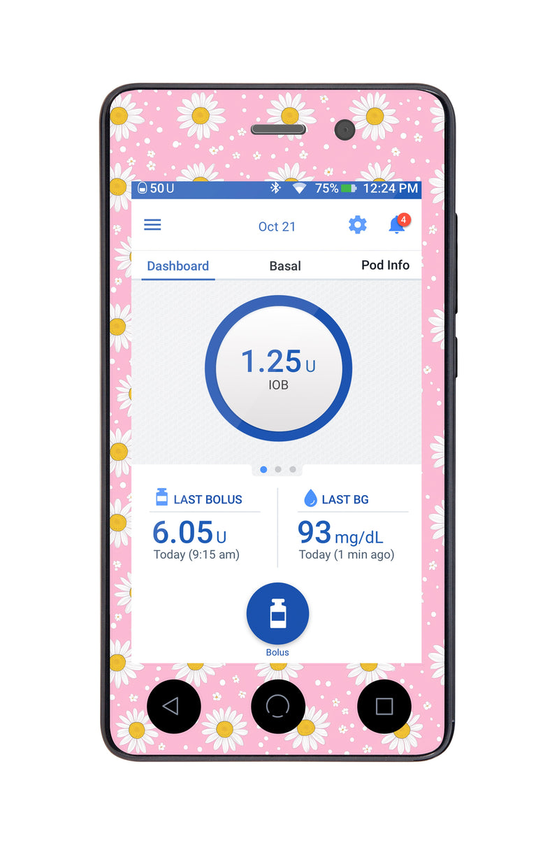 Spring Daisy Sticker for Omnipod DASH ® PDM – Pump Peelz Spring Daisy Sticker for Omnipod DASH ® PDM – Pump Peelz