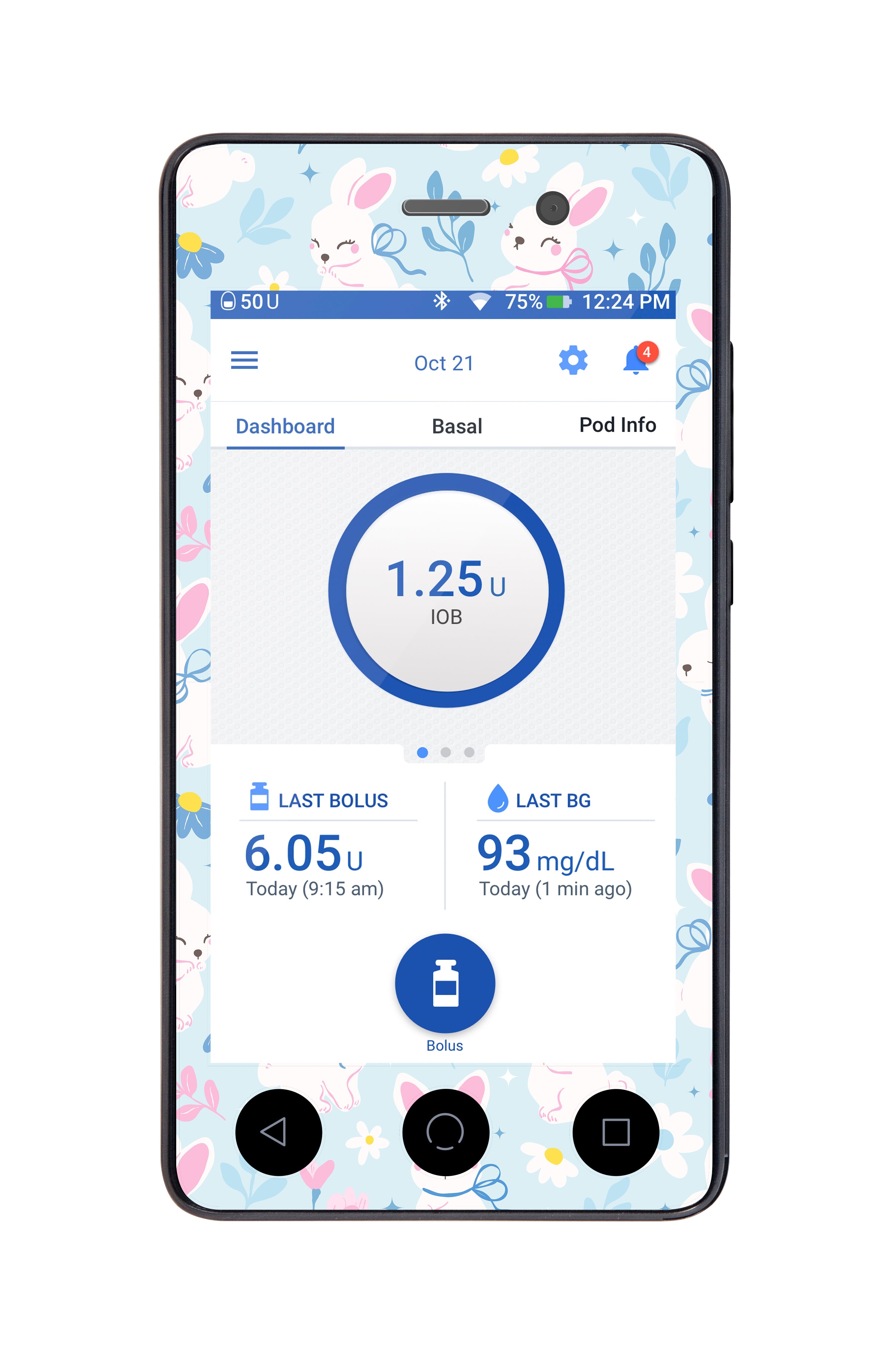 Sweet Bunnies Sticker for Omnipod DASH ® PDM – Pump Peelz Sweet Bunnies Sticker for Omnipod DASH ® PDM – Pump Peelz